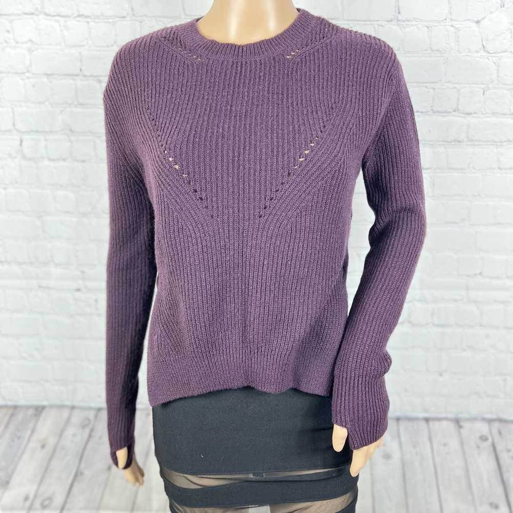 Lululemon Athletica Womens 4 Top Seva Hi Lo Sweater Merino Wool Purple
